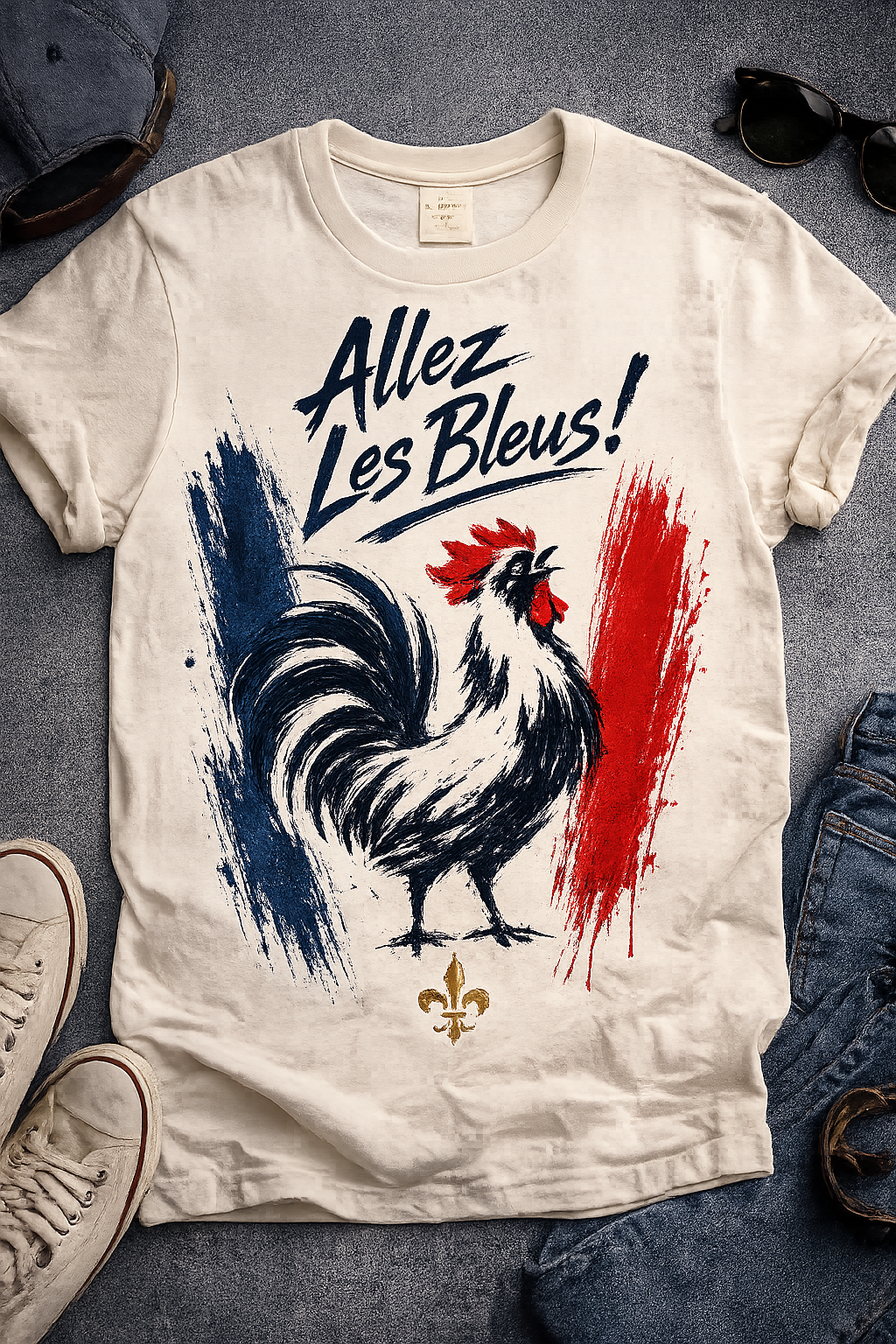 Vintage Tapestry Champions Tee: 'Allez Les Bleus!' Football Fan Shirt